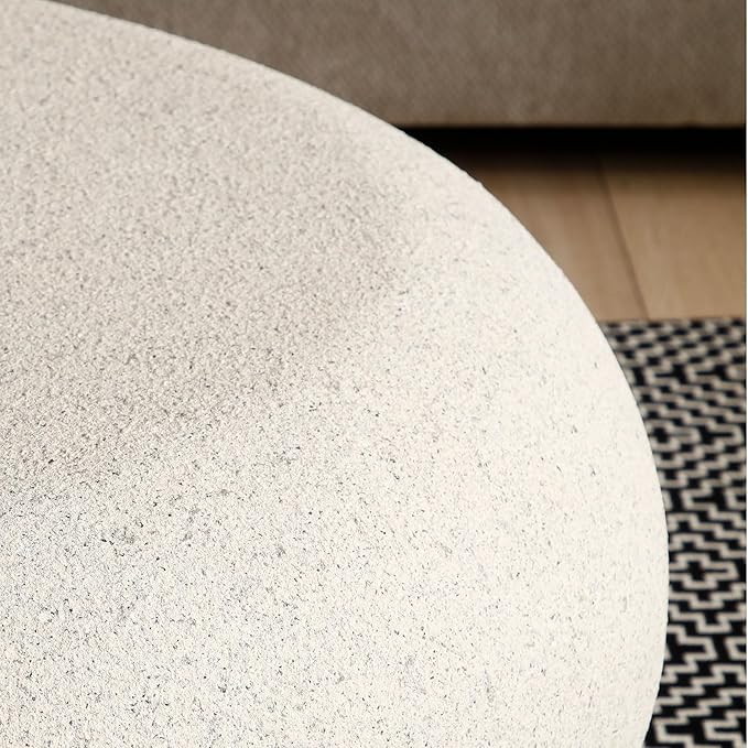Coffee Table, 43.31" Fiberglass Matte Rocks Table Irregular Stone Center Table for Living Room Apartment, No Assembly, Cream White