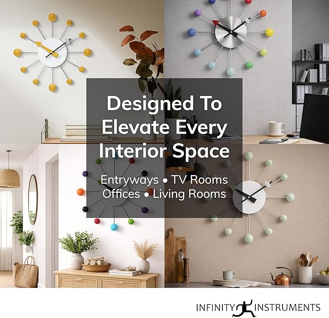Infinity Instruments LTD. Orb Spoke Starburst Wall Clock, Rainbow, 15"