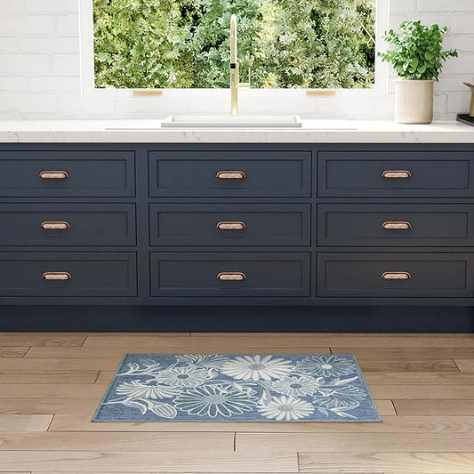 Nourison Home Aloha Blue 2'8" x 4' Area Rug - Easy Clean, Non Shedding, Bed Room, Living Room, Dining Room, Kitchen (3' x 4')