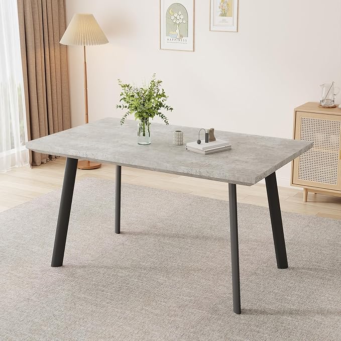 ZckyCine 46.5" Modern Grey Dining Table Set for 4, 5-Piece Kitchen & Dining Room Furniture with 4 Upholstered Chairs, Space Saving Small Dining Table Set for Apartment, Home, Breakfast Nook