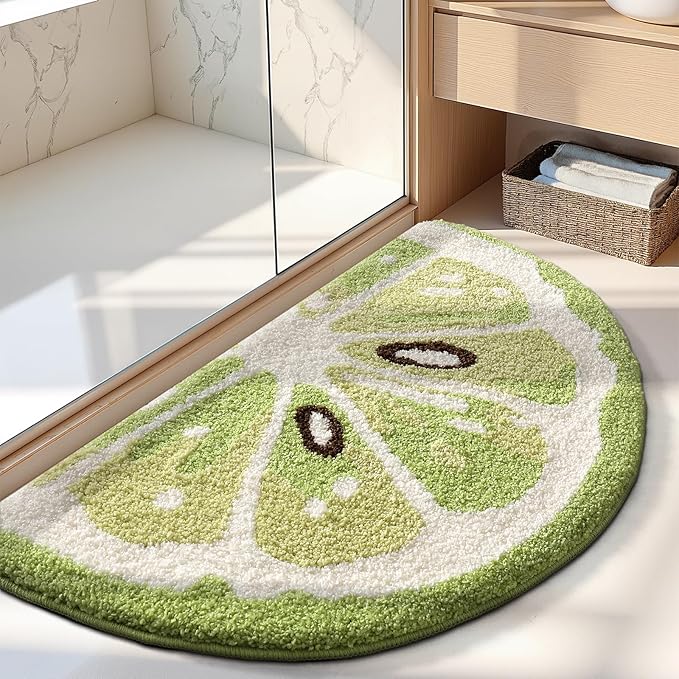 Ankah Fruit Bath Mats Cute Bathroom Rugs, Particularly Absorbent, Very Soft, and Dry Fast That Fits for Kid's Room, Bathroom or Other Room, 17.7" x 31.5", Lime
