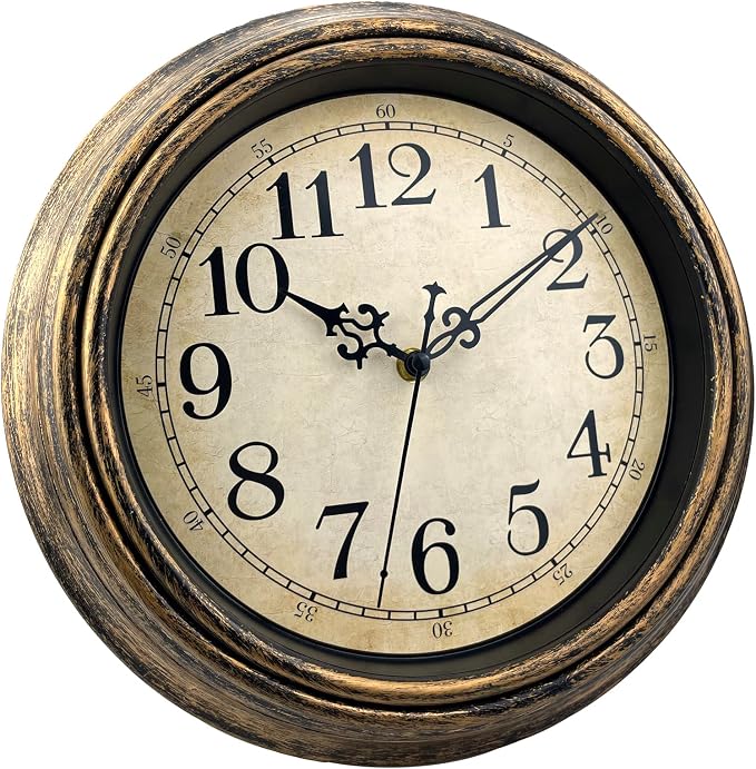 Plumeet Extra Large Retro Wall Clock, 16'' Non Ticking Classic Silent Vintage Wall Clocks Decorative Kitchen Living Room Bedroom - Battery Operated