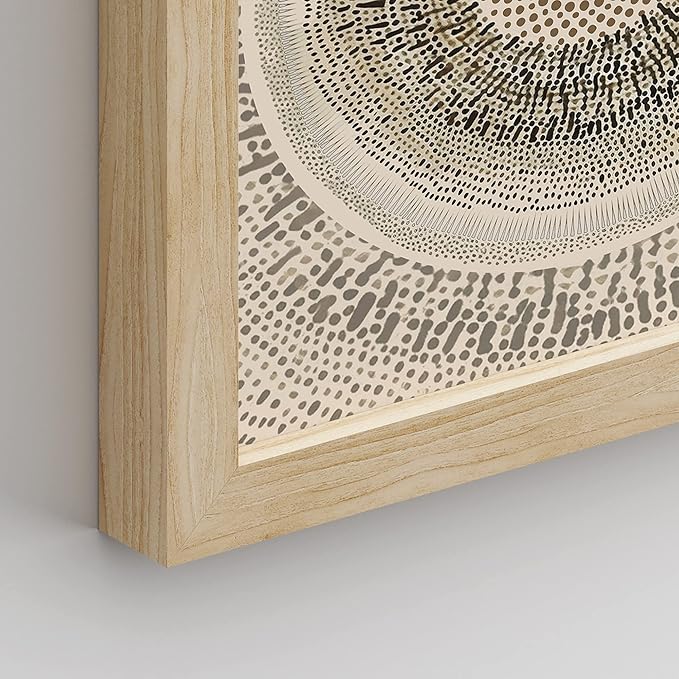 SIGNWIN Framed Art Beige Abstract Geometric Circle Stroke Minimalist Folk Boho Mid-Century Inspired Digital Print Decorative Zen Bedroom Relax Multicolor - 11"x14"x4 Natural