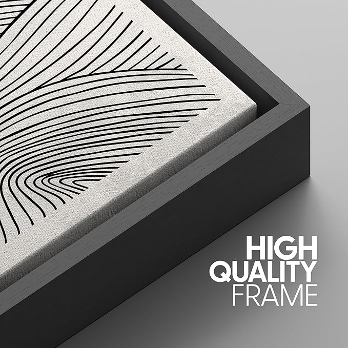 SIGNWIN Framed Canvas Print Wall Art Set Black Pastel Geometric Landscape Abstract Shapes Cozy Neutral Modern Art Decorative Boho Relax/Zen Nordic for Living Room, Bedroom, Office - 16"x24"x3 Black