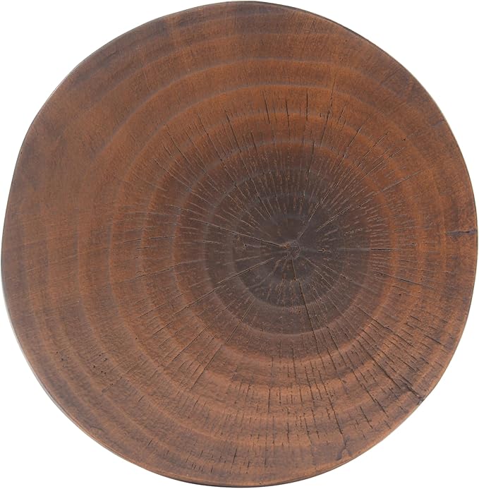 ø14.5'' Side Table End Table for Living Room, Modern Retro Farmhouse Countryside Style, Magnesium Oxide Material for Indoor & Outdoor, No Assembly, Wood Grain, Antique Brown