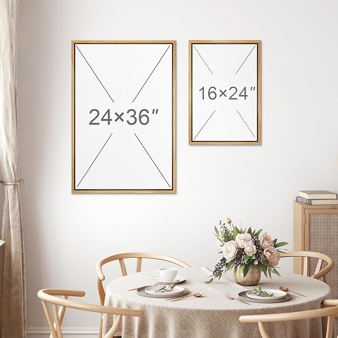 MUDECOR Framed Canvas Wall Art Black and White Butterfly Prints Minimalist Modern Art Boho Wall Decor for Bedroom - 24"x36"x2 Natural