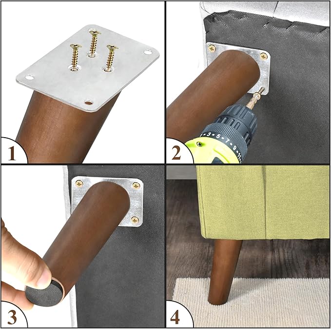 AORYVIC Wood Furniture Legs 6 inch Angled Couch Legs Slanted Sofa Replacement Legs for Dresser, Cabinet, Futon, Bench