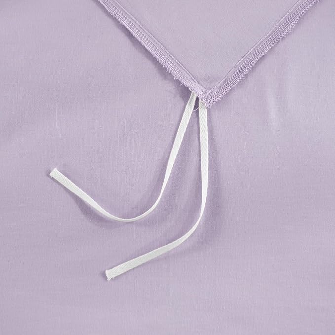 NEXHOME PRO Queen Duvet Cover Set, 100% Washed Cotton with Linen-Like Texture, Natural Organic, Breathable & Comfortable, Includes Home Bedding Set Lilac (No Comforter) 9090