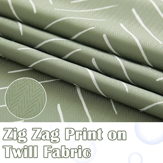 jinchan Sage Green Shower Curtain with White Herringbone Striped Zig Zag Chevron Waterproof Fabric Modern Farmhouse Shower Curtains for Bathroom with 12 Hooks 70x72 Inches