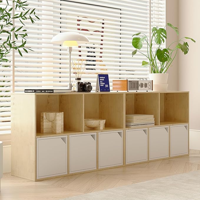 VDNEND Wooden 5-Cube Storage Organizer with Closed Back Panel, 11in Cube Shelf Opening, Bookshelf, Display Shelf,Closet Cabinet for Home and Office,White Oak