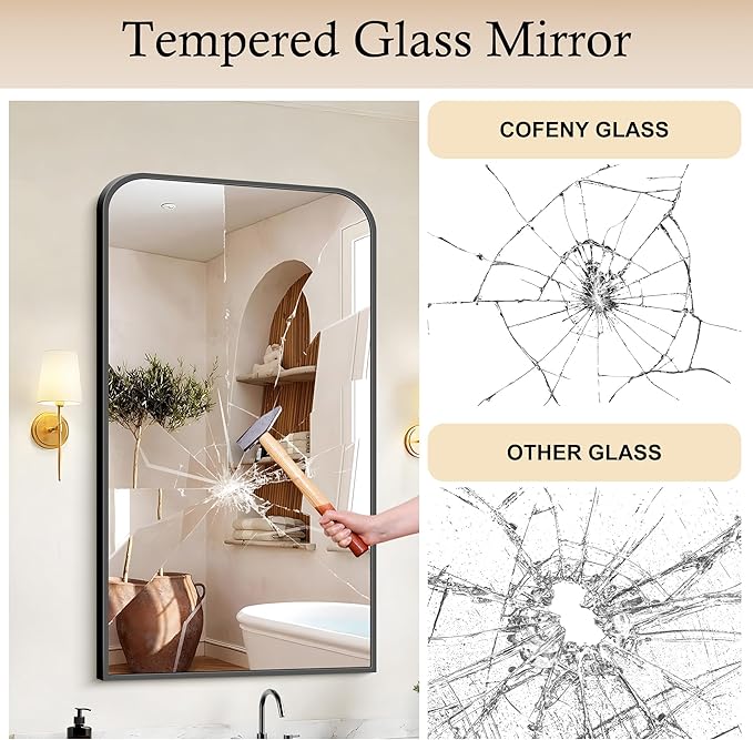 Bathroom Mirror, 30x50 inch Black Rectangle Wall Mounted Mirror with Thin Frame, Bathroom Vanity Mirrors for Over Sink, Entryway, Living Room, Bedroom