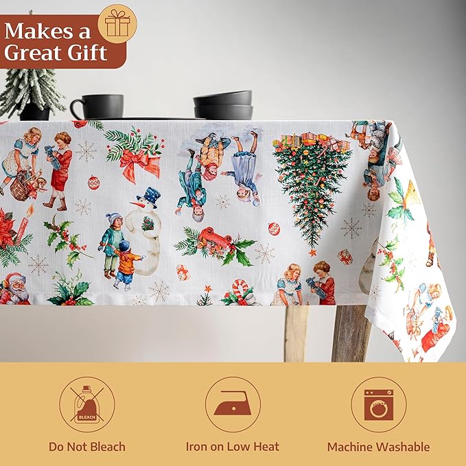 Maison d' Hermine Table Cloth Rectangle Table 100% Cotton 70 x 108 Inches Fall Tablecloth Reusable Everyday Use for Thanksgiving Christmas Decorations Dining Farmhouse Party (Chromo)