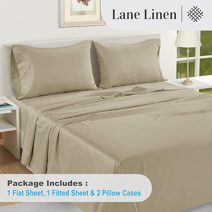 100% Egyptian Cotton King Size Bed Sheets - Naturally Breathable & Durable Winter Comfort, Ultra-Soft Hotel Comfort with 15" Deep Pocket King Sheets, Silky Sateen Weave Luxury You Can Feel - Linen