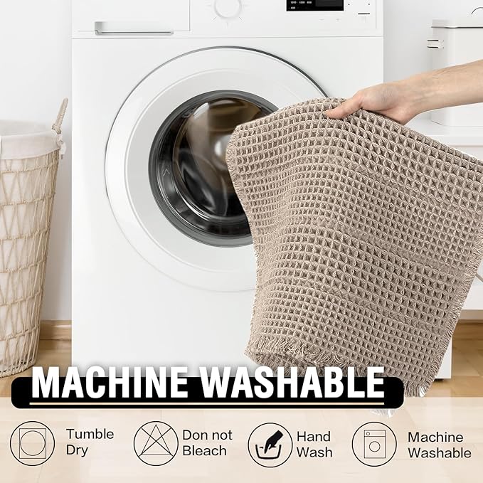 H.VERSAILTEX Waffle Bath Mat Super Absorbent Bathroom Mats Non Slip Bath Rugs for Bathroom Floor Machine Washable Ultra Soft Bathroom Rugs for Beside Tub, (32 x 20 Plus 24 x 17 - Inches, Irish Cream)