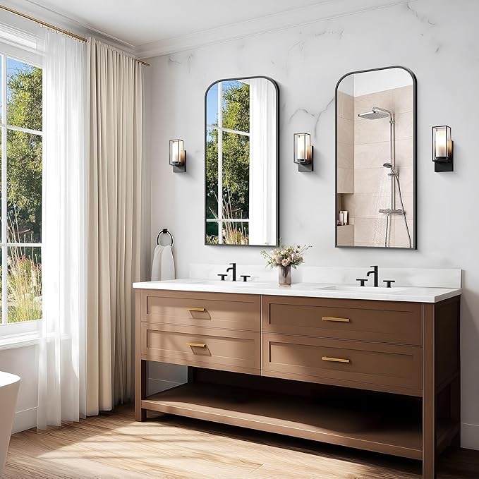 Bathroom Mirror, 20x40 inch Black Rectangle Wall Mounted Mirror with Thin Frame, Bathroom Vanity Mirrors for Over Sink, Entryway, Living Room, Bedroom