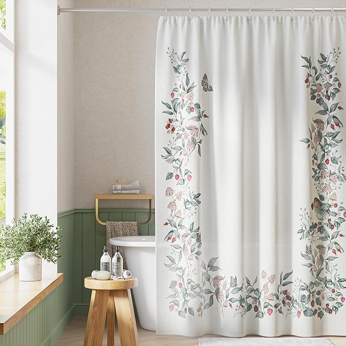 KGORGE Extra Long Shower Curtain 84 inch for Bathroom, Lightweight Rustic Landscape Privacy Shower Curtain, Berry Heist for Bathtubs Spa Dorm, W 72 x L 84 inches, 1 Panel
