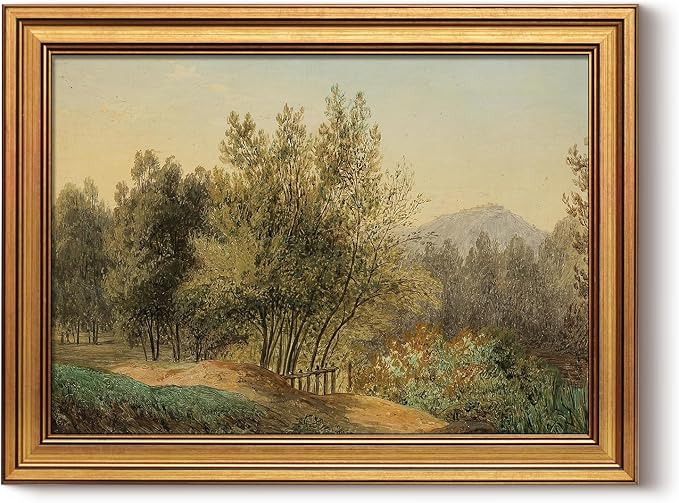 HUARCEY Gold Framed Vintage Wall Art for Living Room, Landscape Painting Prints Shelf Decor for Kitchen, Aesthetic Bedroom Wall Art, Best Gifts for Friends or Family - The Quiet of the Alps 16L x 12W