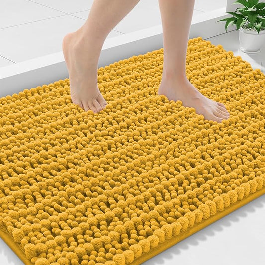 Smiry Bathroom Rugs Mat 36x24, Extra Soft Absorbent Chenille Bath Rugs, Non Slip Rubber Backing Machine Washable Quick Dry Bath Mats for Bathroom Floor, Tub, Shower, Home Accessories, Golden Yellow