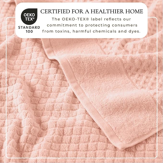 Great Bay Home Bath Towels - 100% Cotton 4 Pack 54x27 Bath Towel Set - Absorbent, Durable, Quick-Dry Towels for Bathroom (Pink)