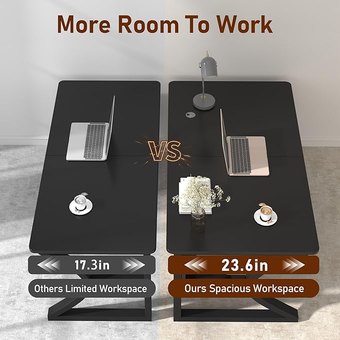 47 X 23.6'' Computer Desk, Home Office Desks w/Shelf Storage, Computer Desk w/Metal Frame, Cable Management, Study Student Desk Writing Work Table Deeper & Thicker Desktop for Home Bedroom