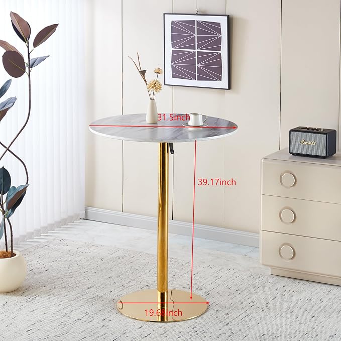 31.5 inches Folding Pub Bar Table, Luxurious Round Cocktail Tables, High Top Table for Bistro, Small Places, Living Room, Dining Room, Cafe