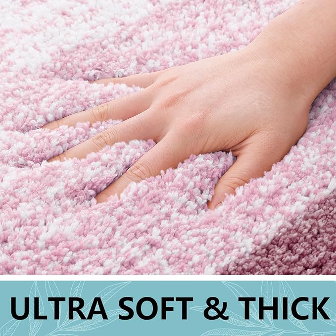Arotive Microfiber Bathroom Rugs, Shaggy Soft and Absorbent Bath Rug, Non-Slip, Thick Plush Machine Washable Dry Bath Mats for Bathroom, Tub and Shower, 44x24, Mauve, Rectangular
