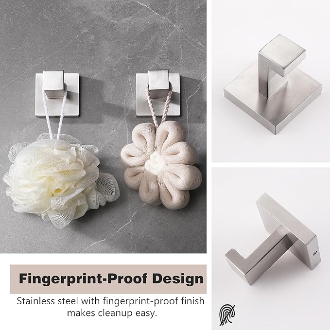 LANC Towel Hooks for Bathroom Wall Hooks, Brushed Nickel Heavy Duty SUS304 Stainless Steel Hand Towel Hanger for Livingroom Bedroom Cabinet Closet Coat Robe Hook, Wall Mounted,A8805BN