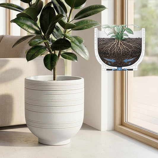 Large White Ceramic Planter for Indoor Trees, Modern Indoor Floor Planter Pot for Olive Trees & Faux Olive Trees, Pottery Planter with Drainage for Real Plants