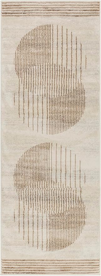Mark&Day Area Rugs, 3x7 Lakin Modern Light Brown Runner Area Rug, Cream Tan Light Slate Carpet for Hallway, Kitchen, Bedroom or Living Room (2'7" x 7'3" Runner)