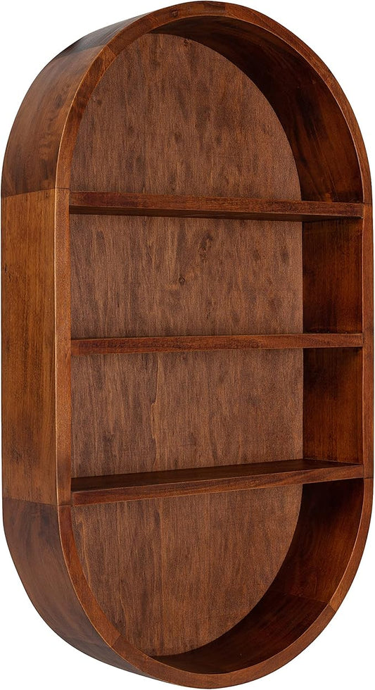 Kate and Laurel Hutton Midcentury Capsule Wall Shelf; 16 x 28; Walnut Brown; Geometric Decorative Shelves for Wall
