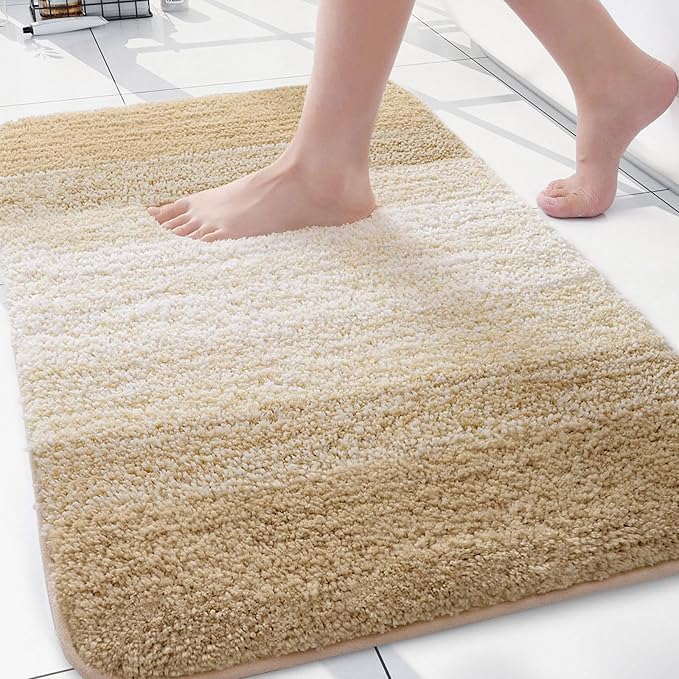 Arotive Microfiber Bathroom Rugs, Shaggy Soft and Absorbent Bath Rug, Non-Slip, Thick Plush Machine Washable Dry Bath Mats for Bathroom, Tub and Shower, 30x20, Camel, Rectangular