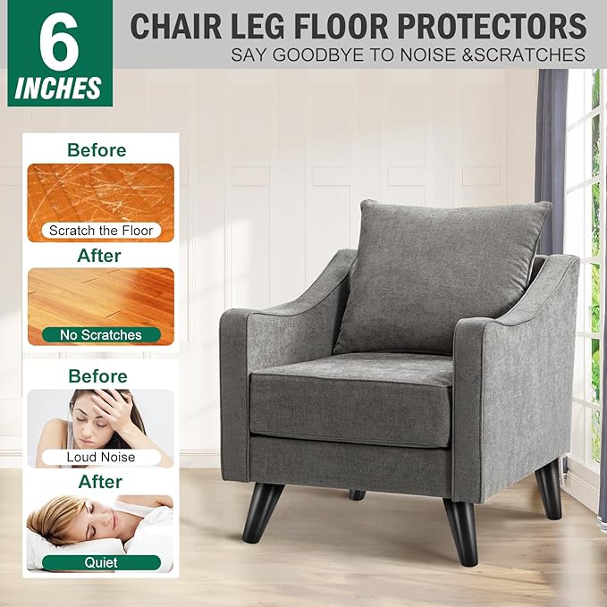 FoDau770 Black Rubber Wood Furniture Legs 6 Inches, Slant Tapered Wood Feet Mid Century Sofa Legs Set of 8, 5/16" UNC Furniture Feet Replacement Parts for Cabinet Couch Dresser Chair Ottoman Table