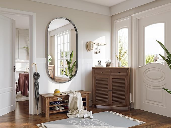Brightify 60x30 Inch Black Oval Mirror for Bathroom, Oversized Large Full Length Mirror, Vanity Mirrors Metal Frame, Wall Mounted Mirror for Entry Wall Decorative Hang Vertical and Horizontal