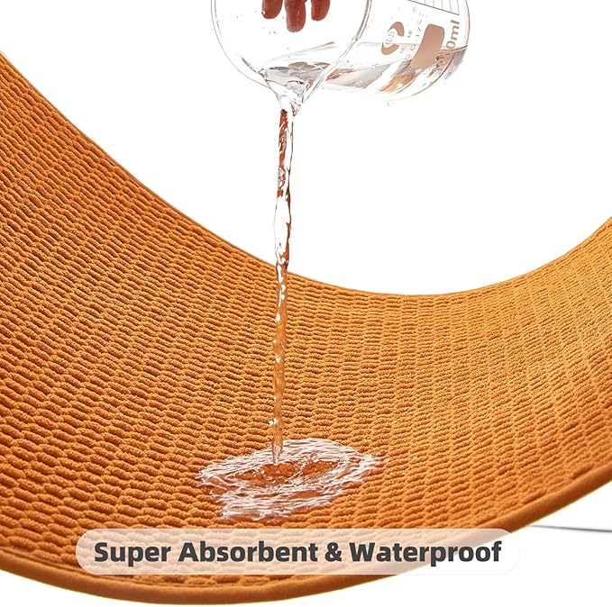 Bathroom Rugs Non Slip Washable, Super Absorbent Thin Bath Mat Small Quick Dry Low Pile Bathroom Rug, Orange 16"x24"