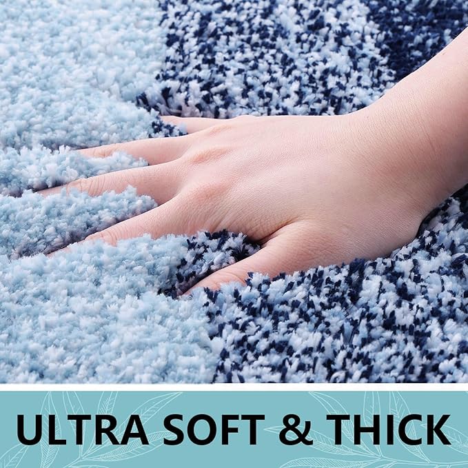 Arotive Microfiber Bathroom Rugs, Shaggy Soft and Absorbent Bath Rug, Non-Slip, Thick Plush Machine Washable Dry Bath Mats for Bathroom, Tub and Shower, 24x24, Dark Blue, Round