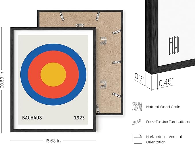 HAUS AND HUES Bauhaus Geometric Art Print – Colorful Abstract Poster, Modern Vintage Decor for Living Room (Black Frame, 16x20)
