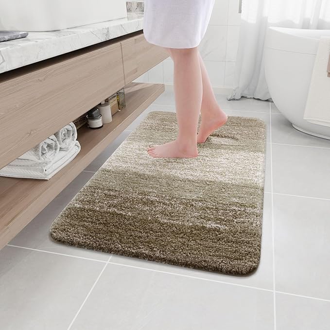 Arotive Microfiber Bathroom Rugs, Shaggy Soft and Absorbent Bath Rug, Non-Slip, Thick Plush Machine Washable Dry Bath Mats for Bathroom, Tub and Shower, 36x24, Coffee, Rectangular