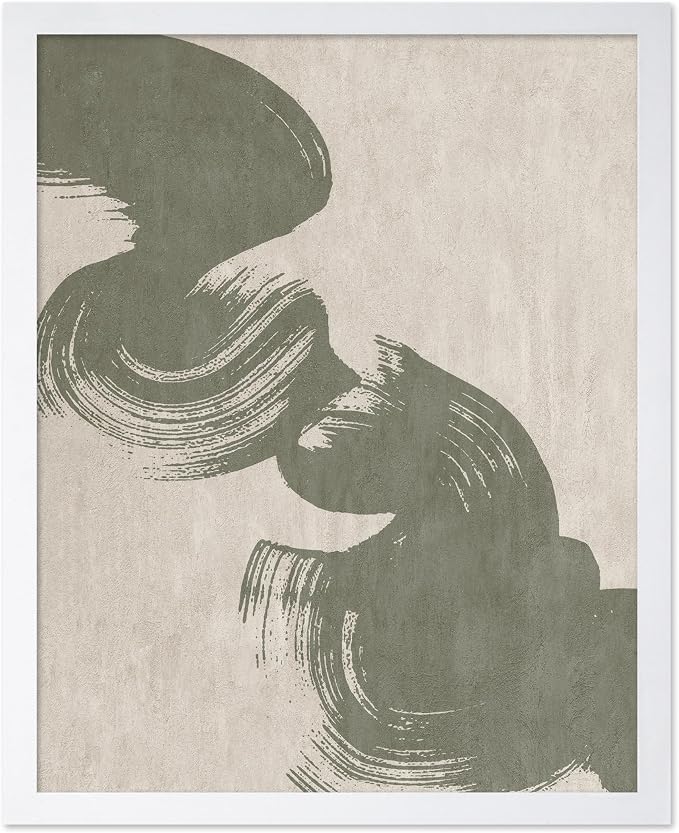 Poster Master Brush Strokes Poster - Painted Swirl Print - Paint Strokes Art - Drawing Illustration - Sketch Design - Abstract Painting - Office or Bedroom Decor - 16x20 White Framed