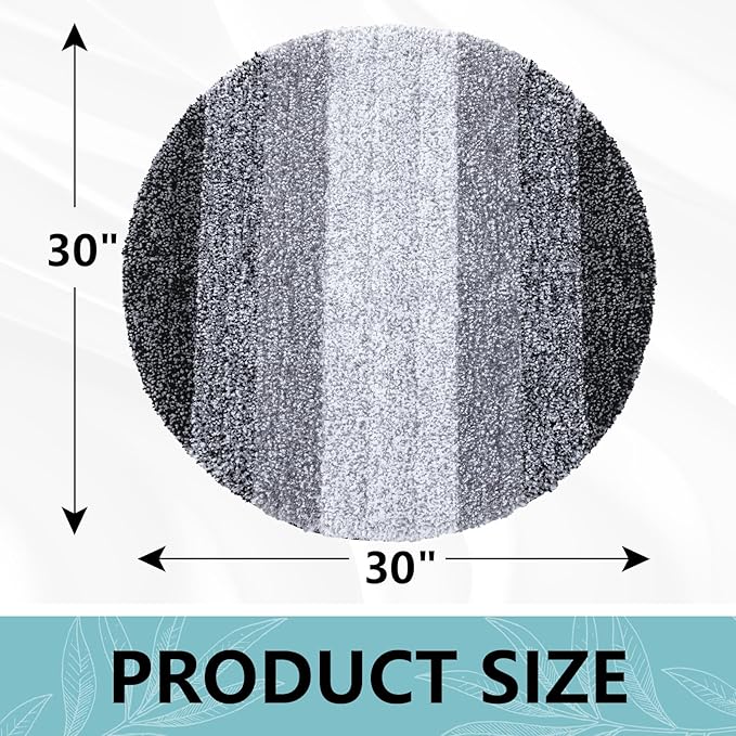 Arotive Microfiber Bathroom Rugs, Shaggy Soft and Absorbent Bath Rug, Non-Slip, Thick Plush Machine Washable Dry Bath Mats for Bathroom, Tub and Shower, 30x30, Black, Round