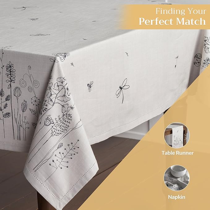 Maison d' Hermine Table Cloth Rectangle Table 100% Cotton 60 x 120 Inches Tablecloth Reusable Decorative for Dining Room Farmhouse Home Valentines Day Decorations Spring Summer - Flore