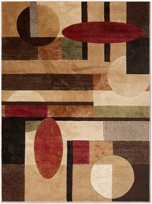Home Dynamix Tribeca Jasmine Modern Area Rug, Abstract Brown/Green 5'2"x7'2"