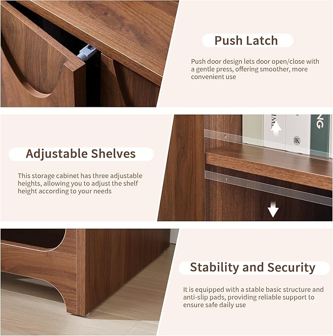 Sideboard Buffet Cabinet with Storage Set of 3, 94.5” Mid Century Modern Storage Cabinet with Adjustable Shelf and 6 Doors for Dining Room, Living Room,Entry