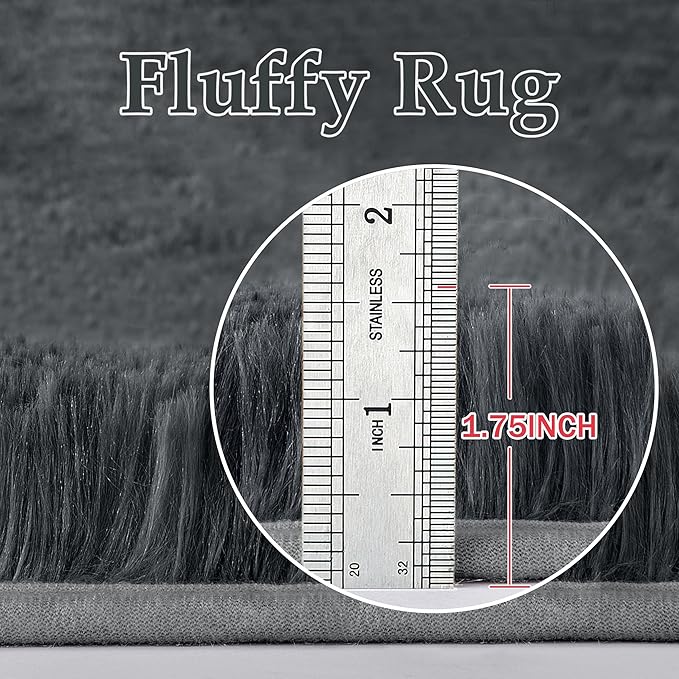 8x10 Area Rug for Living Room, Modern Grey Shag Shaggy Plush Carpet Washable Non-Slip Large Rug Super Soft Indoor Fuzzy Fluffy Carpet for Bedroom Home Aesthetic Decor