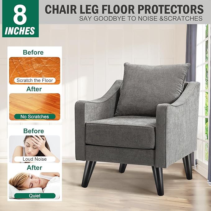 FoDau770 Black Rubber Wood Furniture Legs 8 Inches, Slant Tapered Wood Feet Mid Century Sofa Legs Set of 8, 5/16" UNC Furniture Feet Replacement Parts for Cabinet Couch Dresser Chair Ottoman Table