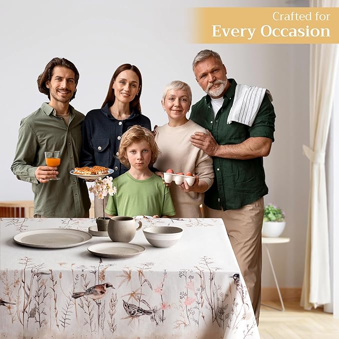 Maison d' Hermine Table Cloth Rectangle Table 100% Cotton 60 x 108 Inches Tablecloth Reusable Decorative for Dining Room Farmhouse Home Valentines Day Decorations Spring Summer- Meadow Florals - Brown