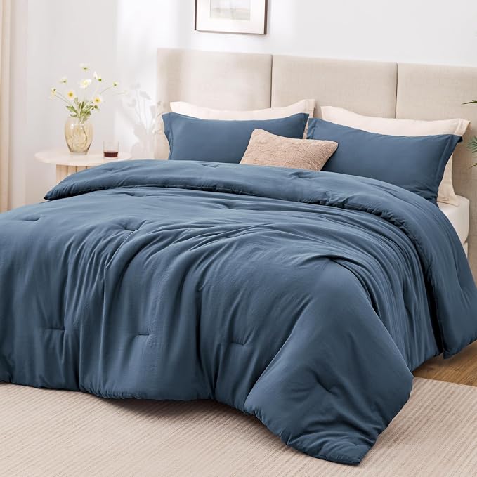 Love's cabin Navy Blue Twin/Twin XL Comforter Set, 2-Piece Prewashed Bed Set with 1 Comforter (66 x 90 in) & 1 Pillowcase, Lightweight & Breathable for All Seasons | Soft