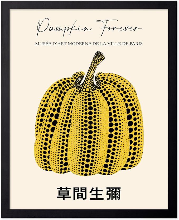 Poster Master Vintage Poster - Retro Pop Art Print - Gift for Artist, Friend - Pumpkin Forever, Black Dot, Modern, Abstract - Wall Decor for Home, Office, 8x10 Black Framed