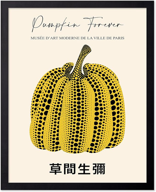 Poster Master Vintage Poster - Retro Pop Art Print - Gift for Artist, Friend - Pumpkin Forever, Black Dot, Modern, Abstract - Wall Decor for Home, Office, 8x10 Black Framed