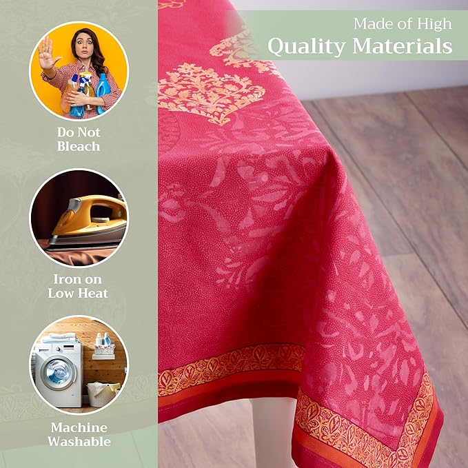 Maison d' Hermine Table Cloth Square Table 100% Cotton 60 x 60 Inches Fall Tablecloth Reusable Everyday Use for Thanksgiving Christmas Decorations Dining Farmhouse Party (Versailles)