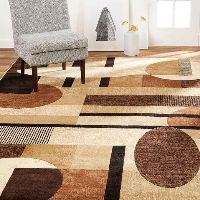 Home Dynamix Tribeca Jasmine Modern Area Rug, Abstract Brown/Beige 5'2"x7'2"